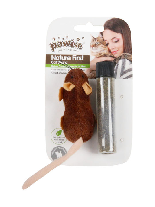 Pawise Cat Toy Mouse Brown with Catnip Catnip Mouse with Replacement 8cm.