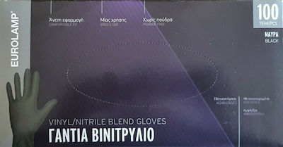 Eurolamp 147 Vinyl-Nitrile Examination Gloves Powder Free Black 100pcs