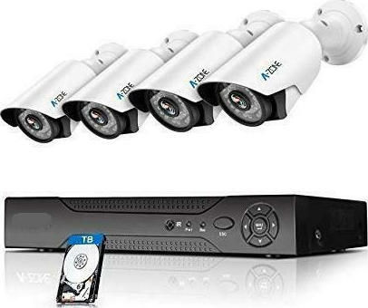 Surveillance System 4 Cameras Cameras Analog 720P with Recorder DVR