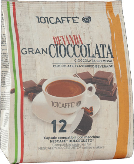 101Caffè Kapseln Schokolade Cioccolata Kompatibel mit Maschine Dolce Gusto 12Mützen