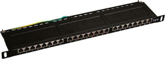 A-LAN Patch Panel für Rack 1U 24 Ports cat6 Schwarz PK028