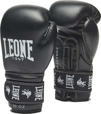 Leone Ambassador Synthetic Leather Boxing Competition Gloves Black