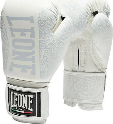 Leone Maori GN070 Γάντια Πυγμαχίας από Συνθετικό Δέρμα για Αγώνα Λευκά