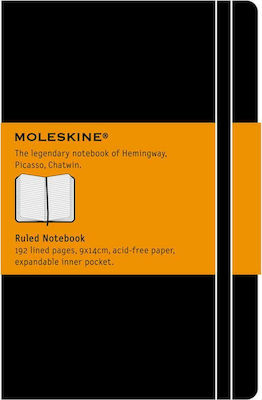 Moleskine Caiet Cu dungi cu Elastic Negru