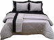 Anna Riska Luxury Bicolour Coverlet Queen Size Cotton Satin Grey / Black 220x240cm