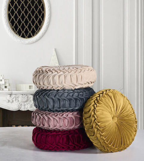 Liolios Home Μαξιλάρι Καναπέ Dutch Velvet από Βελούδο Gold 42x42εκ.