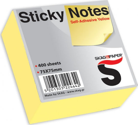 Skag Sticky Note Pads in Cube 400 Sheets Yellow 7.5x7.5pcs