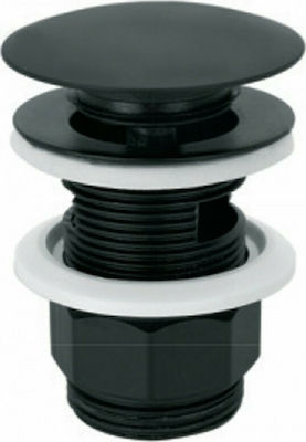 Viospiral Brass Valve Sink with Overflow and Output 65mm Black 00-5205