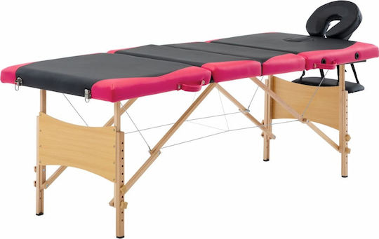 vidaXL Physiotherapy Bed Portable Foldable Black Wooden 191x70cm 4 Positions