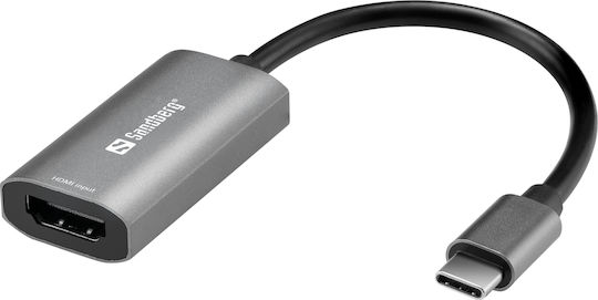 Sandberg Μετατροπέας USB-C male σε HDMI female Γκρι 1τμχ 136-36