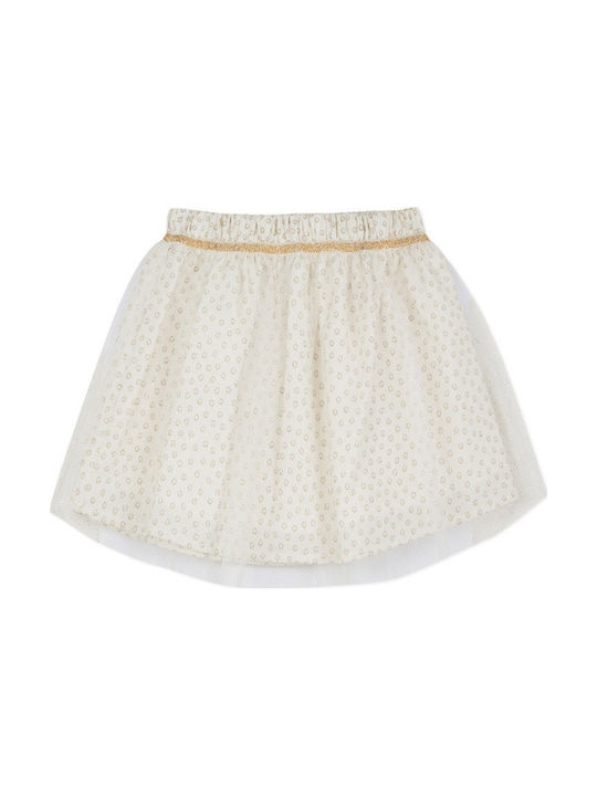 Tulle and fabric skirt in beige gold girl 3pommes 3P27012