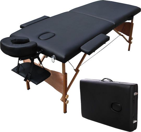 SuperOrtho Portable Foldable Physiotherapy Bed Black Wooden 192x70cm