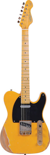 Vintage V52 Icon Electric Guitar Telecaster with SS Pickup Configuration Distressed Butterscotch