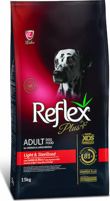 Reflex Plus Medium/Large Light & Sterilised Adult 15kg Dry Food Diet for Adult Neutered Dogs of Medium & Large Breeds with Lamb