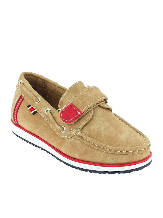 Boys Anatomic PU Leather Moccasins with Velcro Tabac Brown
