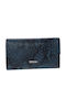 Large Leather Women's Wallet with RFID Navy Blue