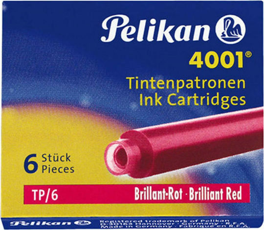 Pelikan 4001 6 Пълнители за писалка Червени
