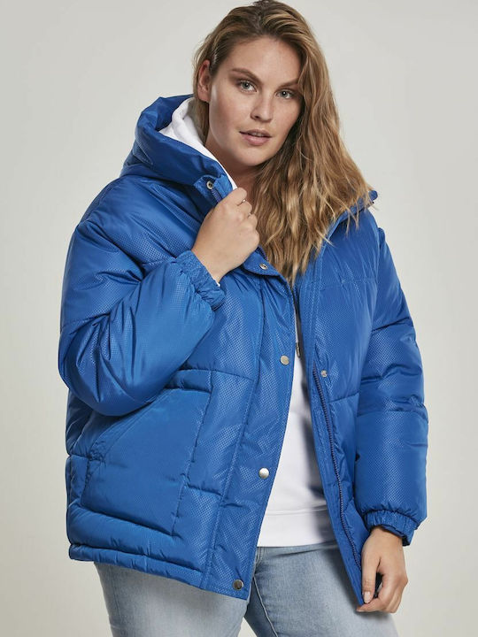 Kurz Damen Puffer Jacke für Winter Blau