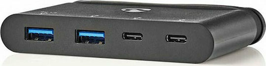 Nedis USB-Hub 4 Anschlüsse USB 3.0 mit Anschluss an einen Computer USB-C