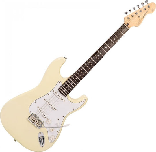 Vintage V6 ReIssued Electric Guitar Stratocaster with SSS Pickup Configuration Vintage White