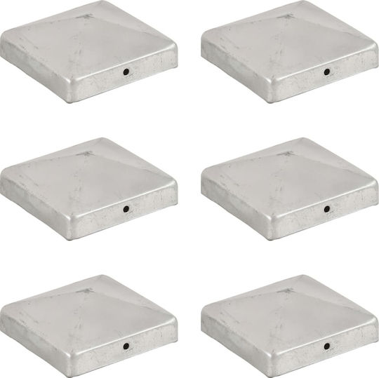 vidaXL Pyramid Column Caps 91x91mm from Galvanized Metal 6pcs Metal Cap for Garden Flooring 6pcs
