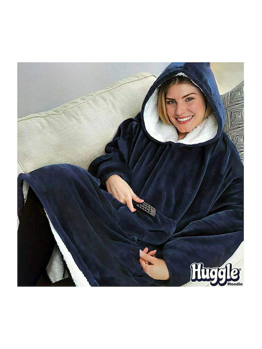 Huggle Plush Blanket Velvet with Sleeves 70x90cm with Sleeves Blue