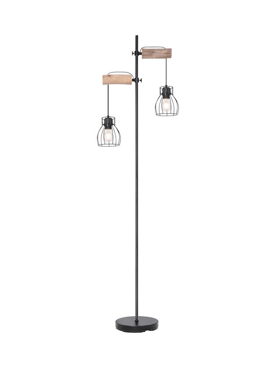 Globo Lighting Mina Винтидж Подова Лампа В168xД47см. с Цокъл за Крушка E27 Черен