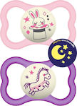 Mam Orthodontic Pacifiers Silicone Air Night Bunny/Pony Night for 6-16 months 2pcs