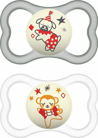 Mam Orthodontic Pacifiers Silicone Night Gray/Transparent for 6-16 months 2pcs