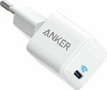 Anker Φορτιστής Χωρίς Καλώδιο με Θύρα USB-C 20W Power Delivery Λευκός (PowerPort III Nano)