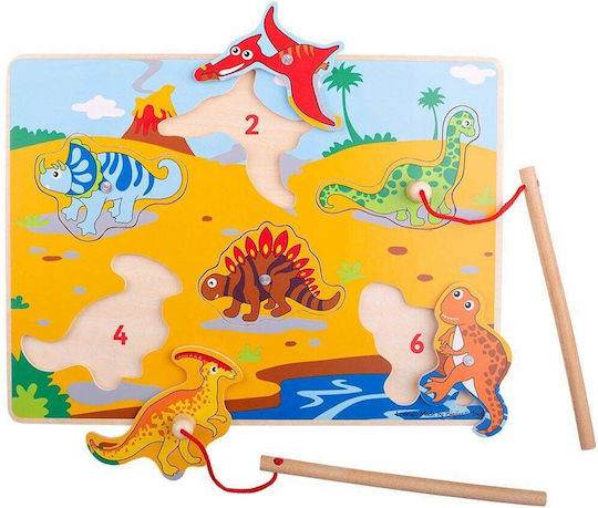 Big Jigs Играчка за сортиране на форми Магнитна игра с динозаври от дърво за 18++ месеца