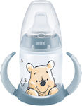 Nuk First Choice Εκπαιδευτικό Μπιμπερό Πλαστικό με Λαβές Winnie the Pooh Blue για 6m+ 150ml