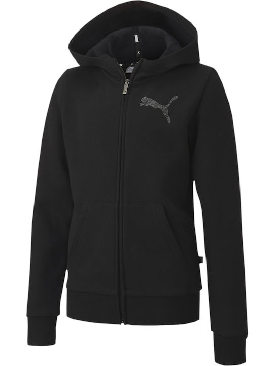 Athletic Kids Sweatshirt Cardigan with Hood Black