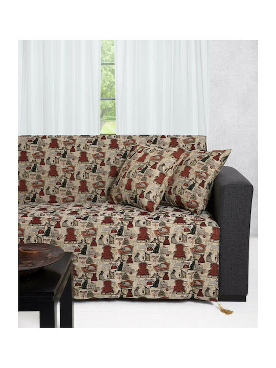 Silk Fashion Throws Set 3 pcs Cats Beige