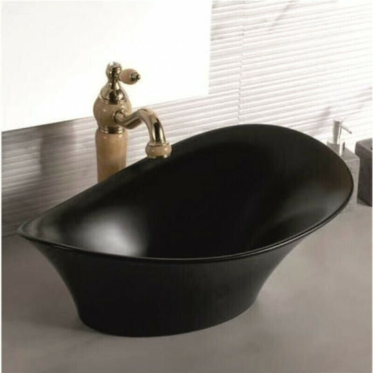 Inter Ceramic ICB 877B Επικαθήμενος Νιπτήρας Πορσελάνης 55x32.5x22cm Μαύρος