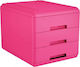 Arda Plastic Desktop Drawer 3 Number of Spit 15x23x15.5cm Pink