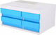 Deli Plastic Desktop Drawer 4 Positions 26.4x18.9x13.1cm Light Blue