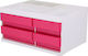 Deli Πλαστικό Συρταράκι Γραφείου 4 Θέσεων 26.4x18.9x13.1cm Ροζ