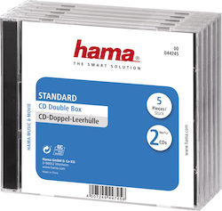 HAMA CD-Box für 2 Disks mit Transparentem Gesicht in Schwarz Farbe 5Stück