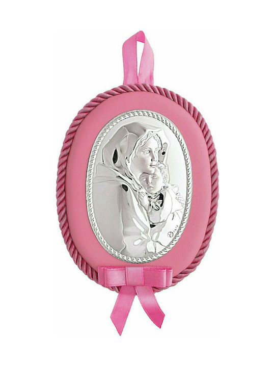 Prince Silvero Heilige Ikone Kinder Amulett mit der Jungfrau Maria Pink aus Silber MA-DM601-LR