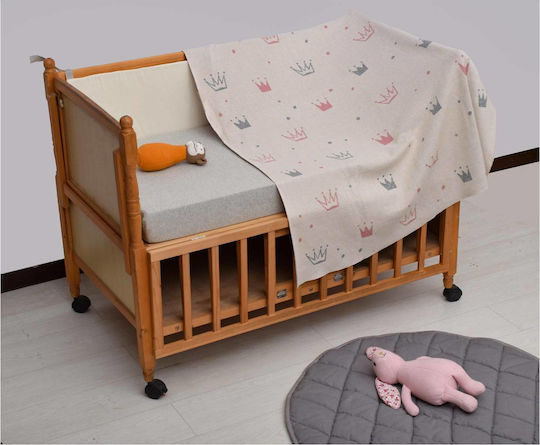 Liolios Home Pătură Pepinieră Swaddling pături Crown Tricotat Gri 80x110cm