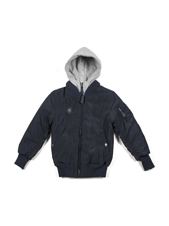 District75 Kids Casual Jacket short Hooded Navy Blue