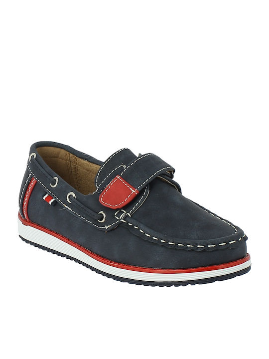 IQ Shoes Boys Anatomic PU Leather Moccasins with Velcro Navy Blue