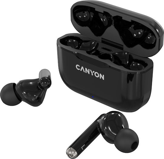 Canyon CNE-CBTHS3B In-ear Bluetooth Handsfree Ακουστικά με Αντοχή στον Ιδρώτα και Θήκη Φόρτισης Μαύρα