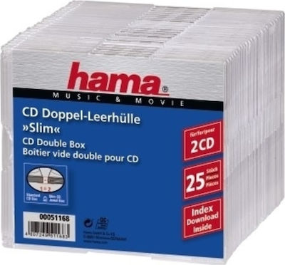 HAMA CD Box with 2 Trays Transparent 25pcs