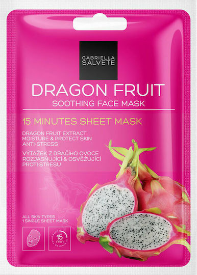Gabriella Salvete 15 Minutes Dragon Fruit Sheet Μάσκα Προσώπου για Αναζωογόνηση / Ενυδάτωση