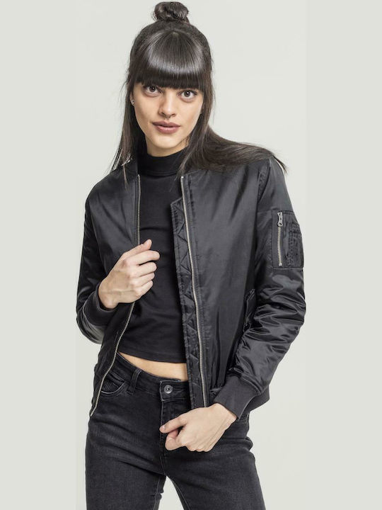 Urban Classics Kurz Damen Bomberjacke Schwarz