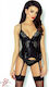 Demoniq Carole Corset Set Sexy Dessous-Set Schwarz KOCAP001