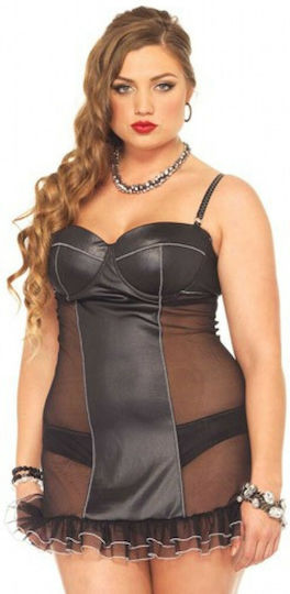 Leg Avenue Padded Chemise Plus Size Set Sexy Babydoll Black