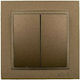 Mono Electric Despina Metallic Recessed Wall Switch Lighting Two-Way with Frame Brown